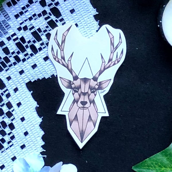 Geo Deer Sticker | Original Artwork | Gloss | Die Cut