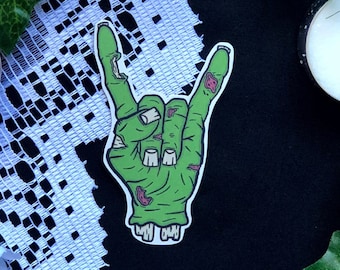 Green Zombie Rock Sticker | Digital Drawing | Gloss | Die Cut