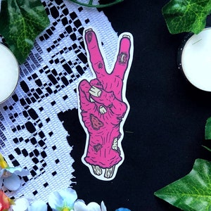 Pink Zombie Peace Sticker | Digital Drawing | Gloss | Die Cut