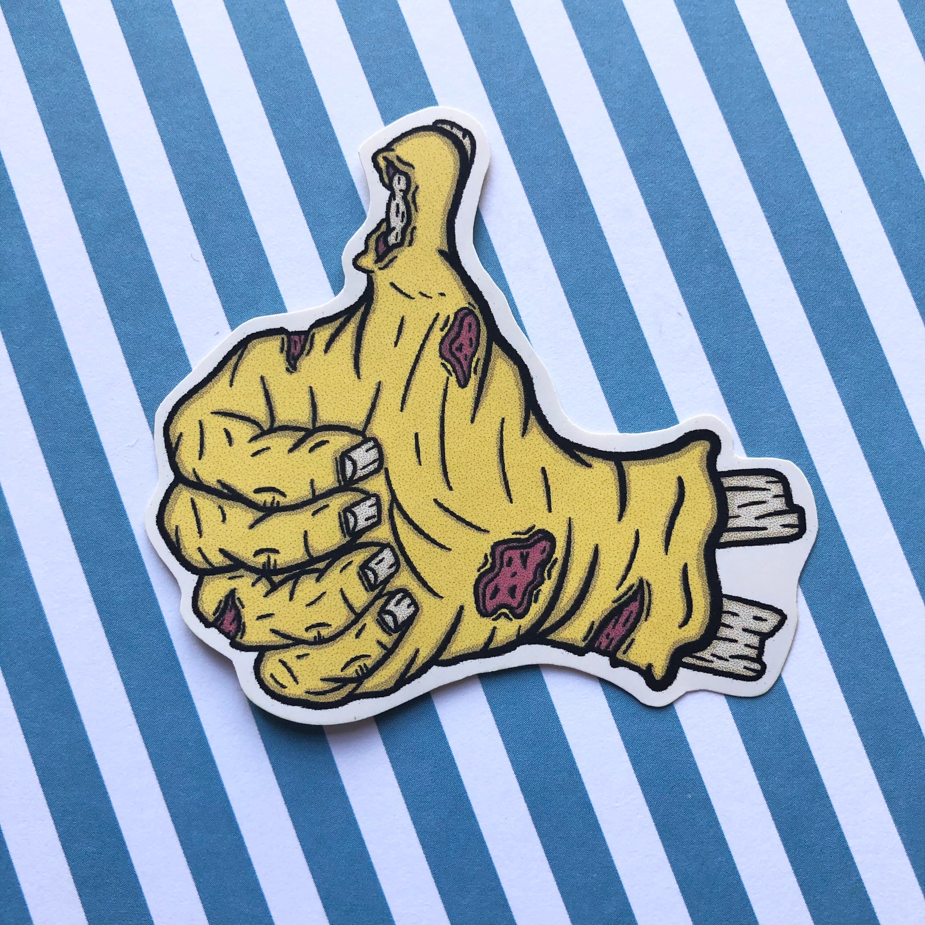 Yellow Zombie Thumbs Up Sticker Digital Drawing Gloss Etsy