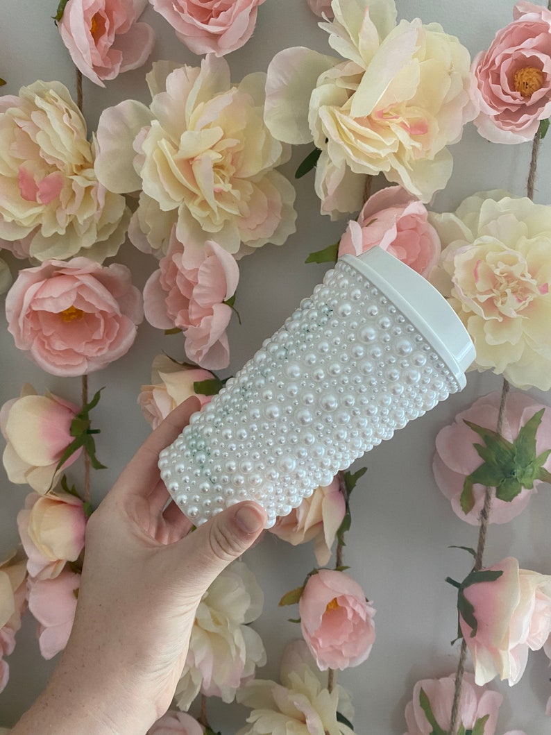 White pearl Starbucks cup 16oz Etsy