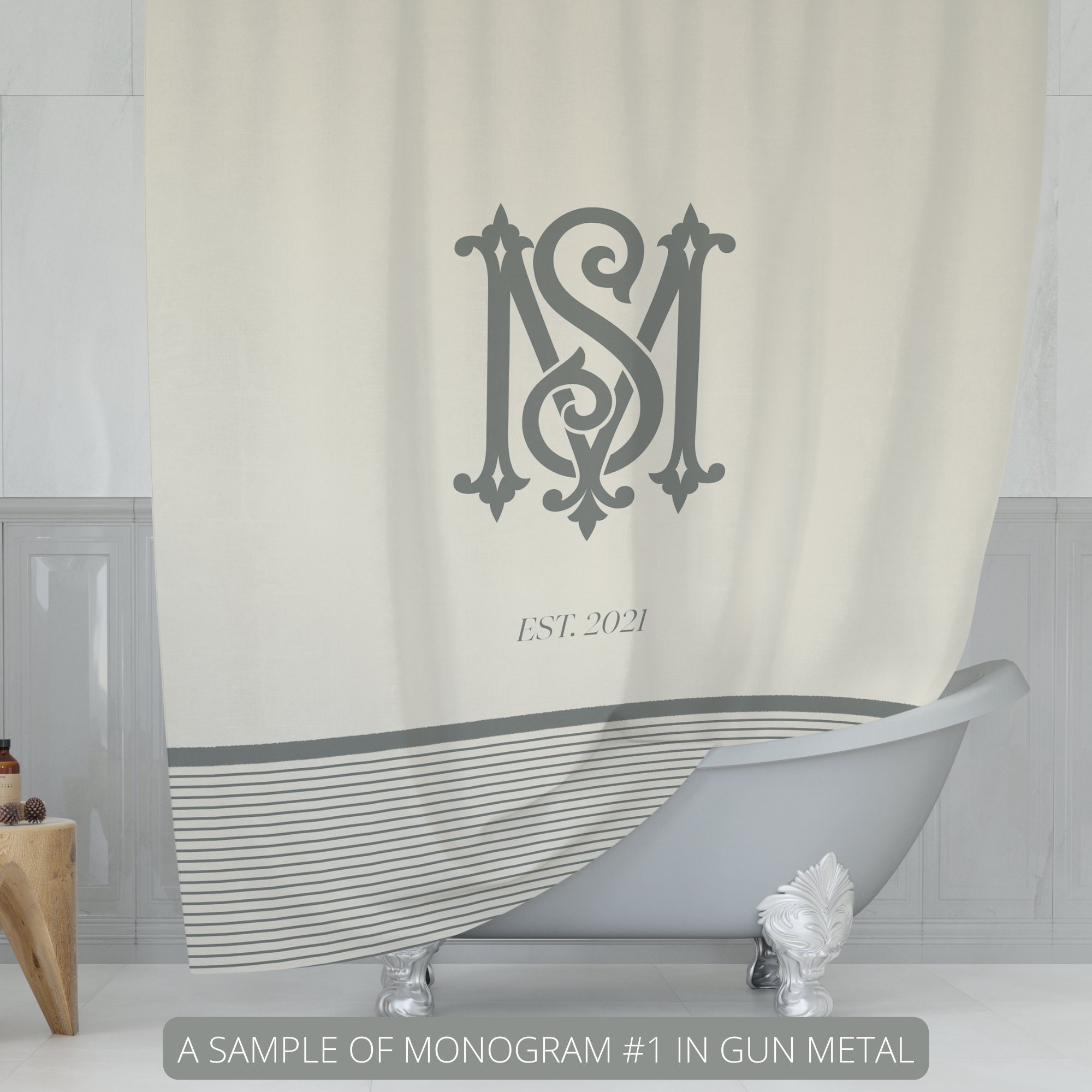 Personalized Bathroom Decor Set | Monogrammed Striped Farmhouse Shower ...
