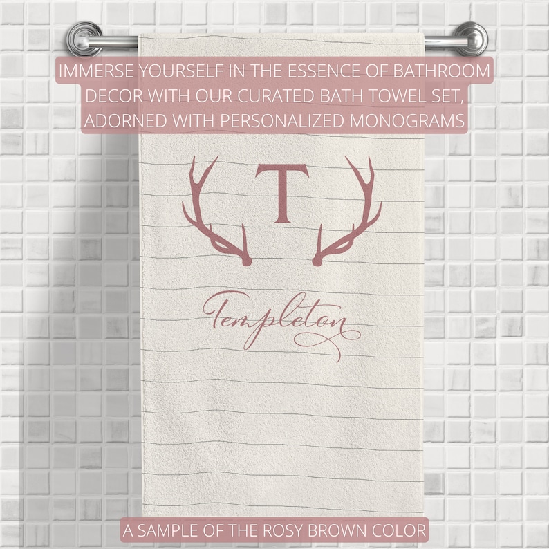 Personalized Bathroom Decor Set | Monogrammed Striped Deer Horns Shower ...