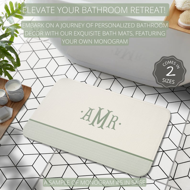 Personalized Bathroom Decor Set Monogrammed Striped Farmhouse Shower ...