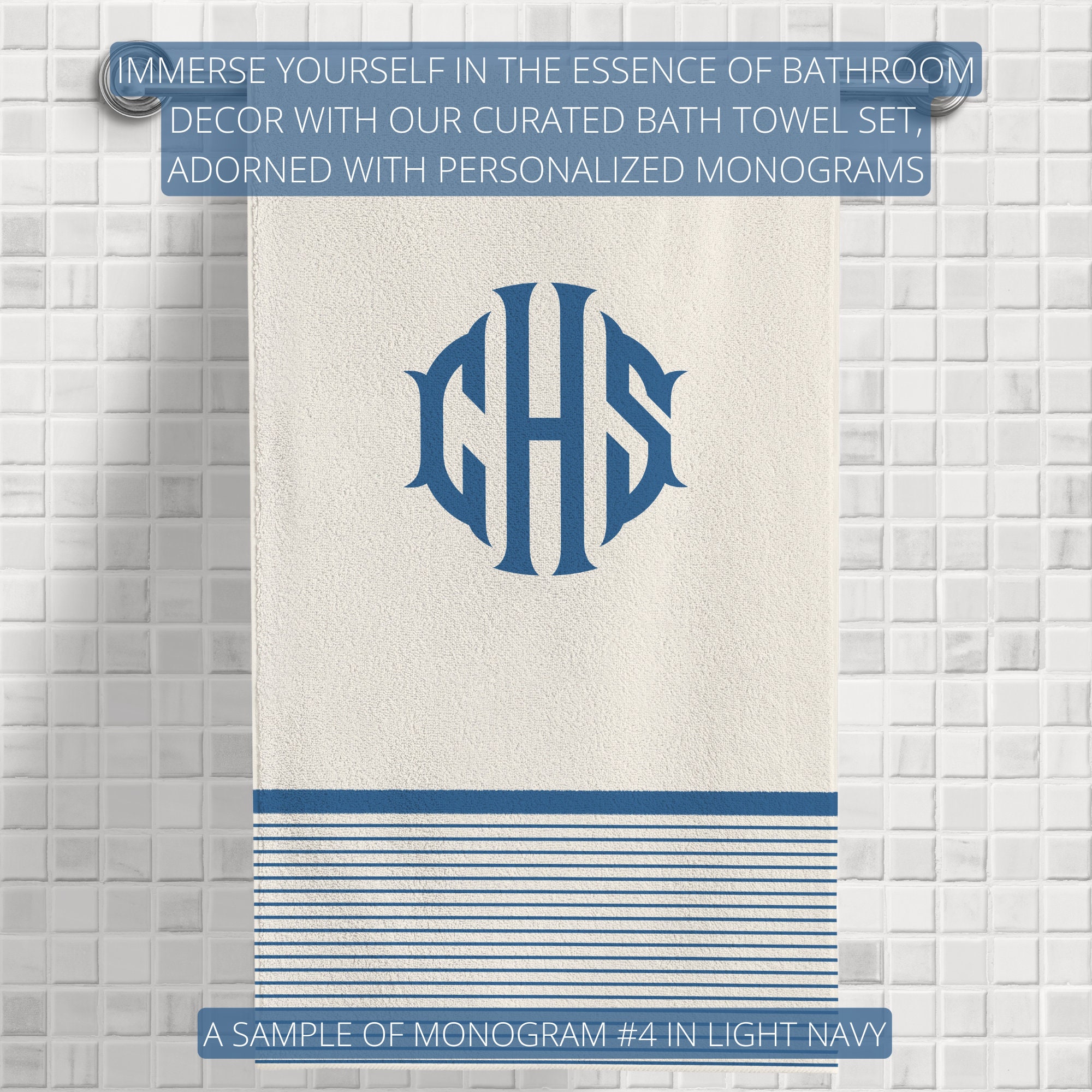 Personalized Bathroom Decor Set | Monogrammed Striped Farmhouse Shower ...
