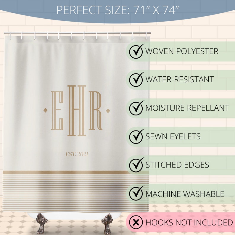 Personalized Bathroom Decor Set Monogrammed Striped Farmhouse Shower ...