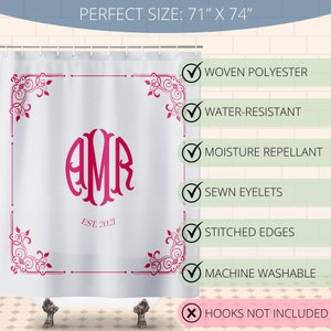 Custom Monogram Bathroom Set | Personalized Shower Curtain | Bath Mat ...