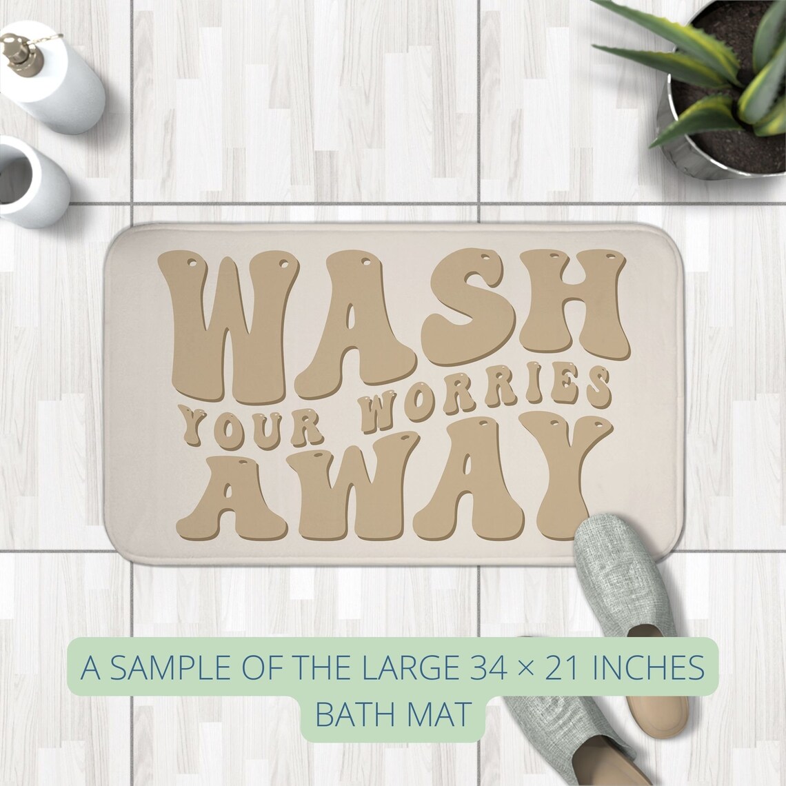 Funny Bath Mat, Bathroom Mat, Wash Your Worries Away Quote, Cute ...