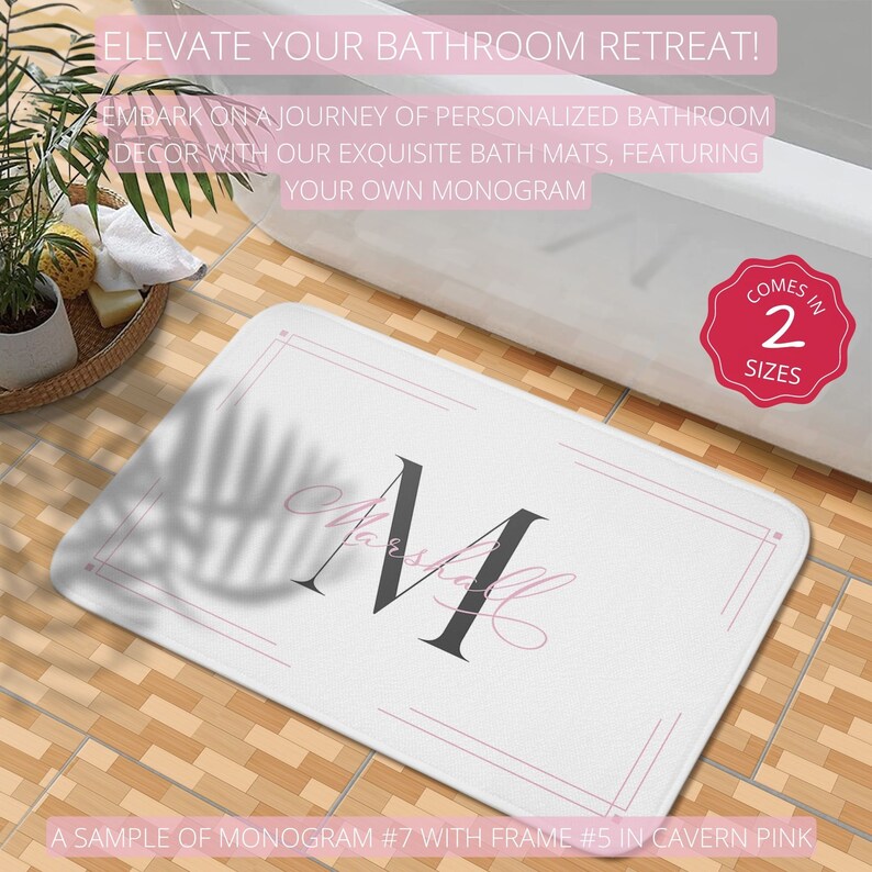 Monogrammed Bathroom Decor Set | Personalized Shower Curtain, Bath Mat ...