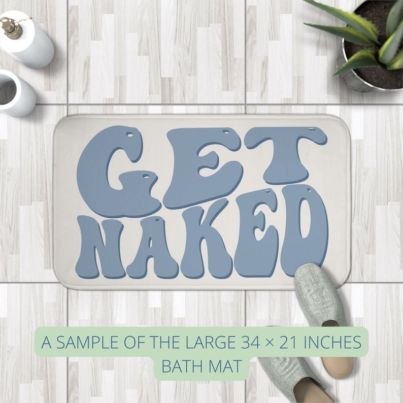 Tapete de banho Get Naked, Tapete de banho engraçado, Tapete de banho divertido, Tapete de banheiro estético, Presente de decoração para inauguração de casa imagem 7