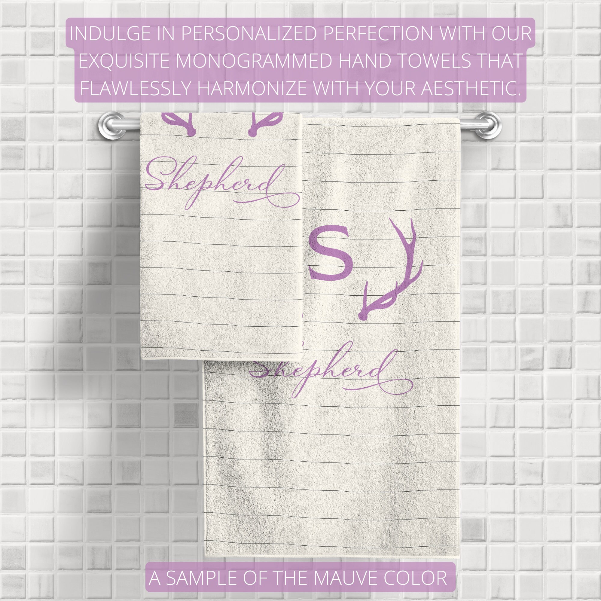 Personalized Bathroom Decor Set | Monogrammed Striped Deer Horns Shower ...