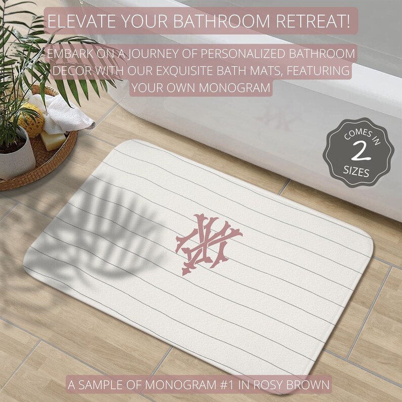 Personalized Bathroom Decor Set Monogrammed Striped Shower Curtain ...