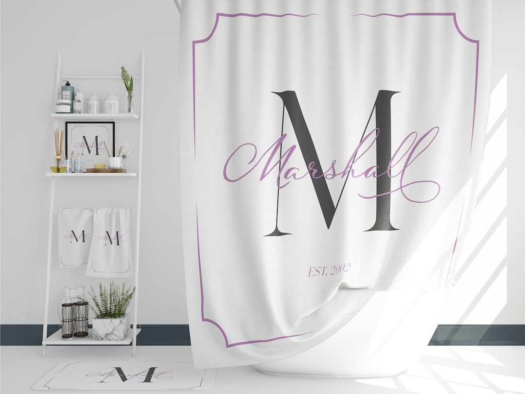 Personalized Bathroom Decor Set | Monogrammed Shower Curtain, Bath Mat ...