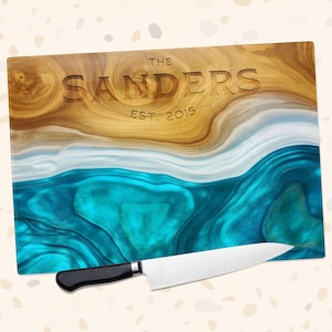 Personalized Glass Cutting Board, Custom Wood & Marble Tempered Glass Chopping Board