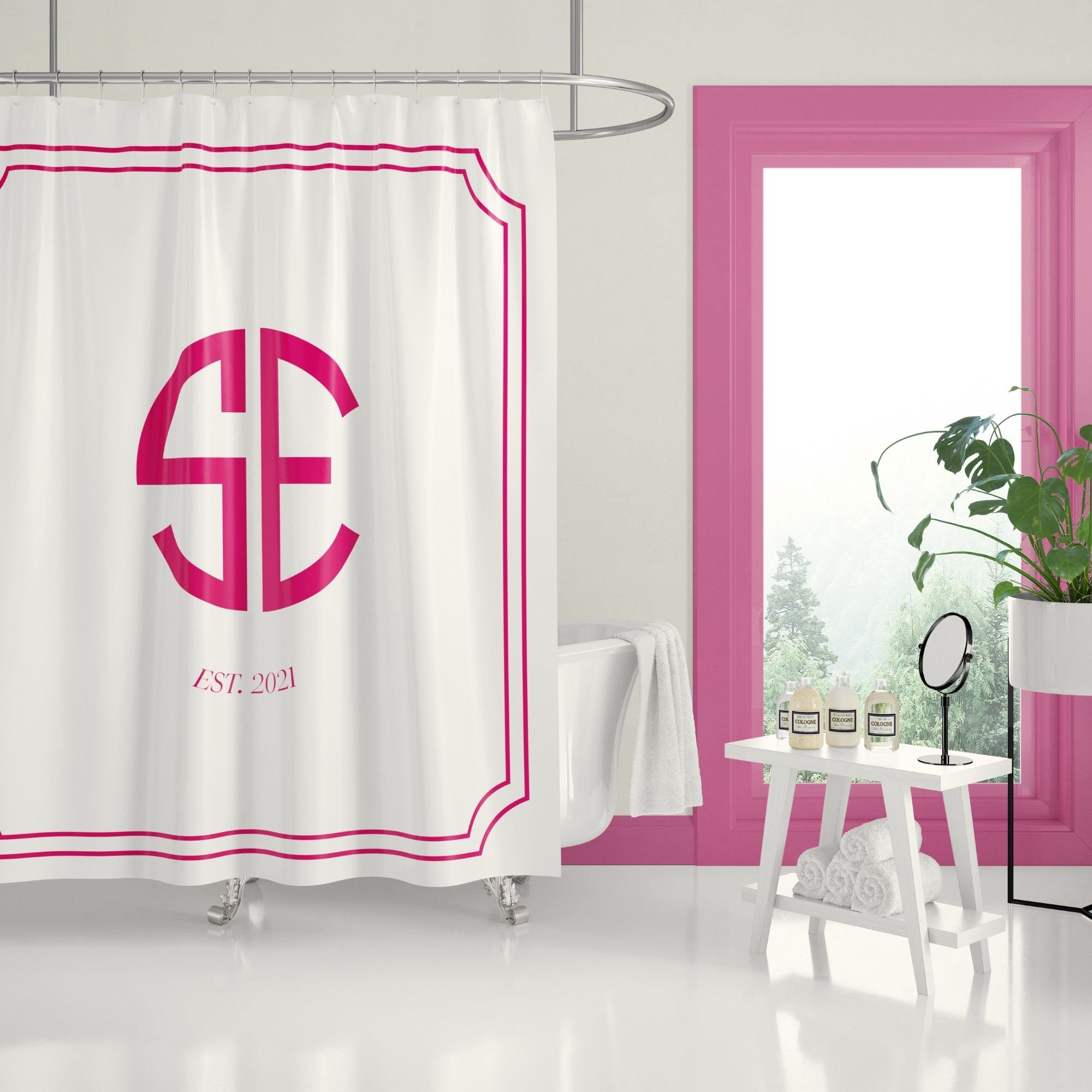 Monogrammed Bathroom Decor Set | Personalized Shower Curtain, Bath Mat ...