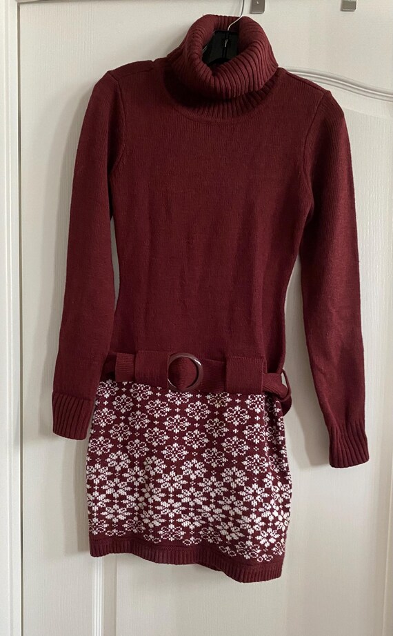 Venus XS Juniors Cranberry and White Sweater Dress - Etsy