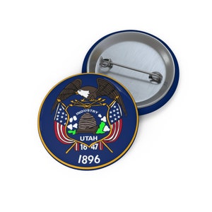 Utah Button, Travel Enthusiast, Pinback Buttons, Welcome to Utah, Home State Souvenir, Globetrotter Gift, Novelty Flag, Backpack Button