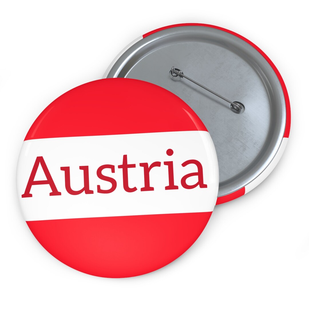 Austria Button, World Flag Pins, Europe Souvenir, Pinback Buttons, Novelty Gifts, European