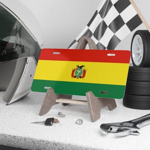 Bolivia License Plate, Travel  Inspired Gift, Car Accessories,  Bolivian Souvenir,  World Traveler Gift, Flag License Plate, Keepsake Gift