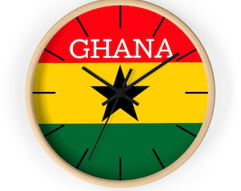 Reloj de pared de Ghana, regalo inspirado en viajes, viajero mundial, estudiante de intercambio internacional, bienvenido a Ghana, profesor de geografía, bandera mundial