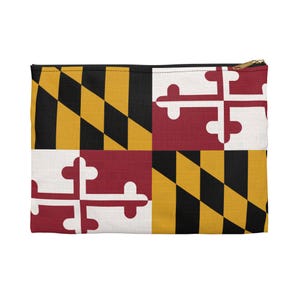 Maryland Flag Pouch, Home State Gift, Travel Souvenir, Cosmetic Makeup Bag, Maryland Crab, Maryland Themed, Medication Pouch, Zipper Bag
