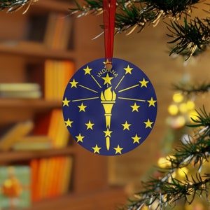 Indiana Ornament, Home State Ornament, Metal Ornaments, US State Flag, Indianapolis Indiana, New Home, Moving Away Gift, Indiana Souvenir
