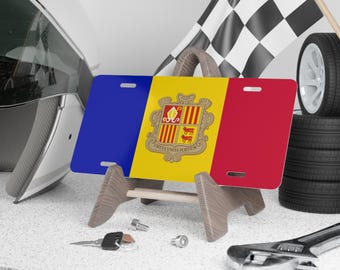 Bandera de Andorra, regalo de coleccionista, placa de matrícula para coche, placa decorativa, recuerdo del país, para entusiastas de los viajes, souvenir original, coche nuevo