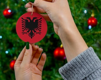 Albania Ornament, World Traveler Gift, Albanian Eagle, European Culture, Europe Gifts, Traveling Souvenir, Novelty Flag, Wanderlust Gifts