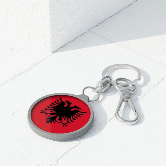 Portachiavi Ciondolo Albania Forma Etnica - Acciaio Inox Color Oro E Argento Per Uomo E Donna