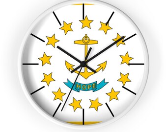 Zegar Rhode Island, Cichy zegar ścienny, Pamiątka z Home State, Prezenty z Nowej Anglii, Pamiątka turystyczna, Prezenty do nowego domu, Prezent dla miłośnika podróży,