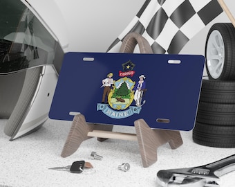 Maine License Tag, Home State Souvenir, Car Collector, Travel Keepsake, Maine State Flag,  Man Cave Decor, Gift for Dad, License Plate