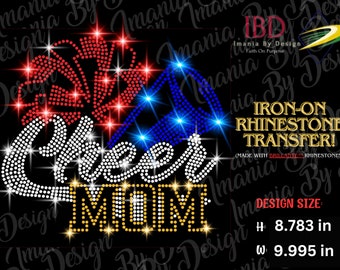 Sparkly CHEER MOM V2 Iron-on Rhinestone Transfer