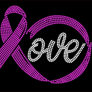 Conscientização sobre o câncer de mama - modelo de strass Ribbon Love ss10 (SVG)