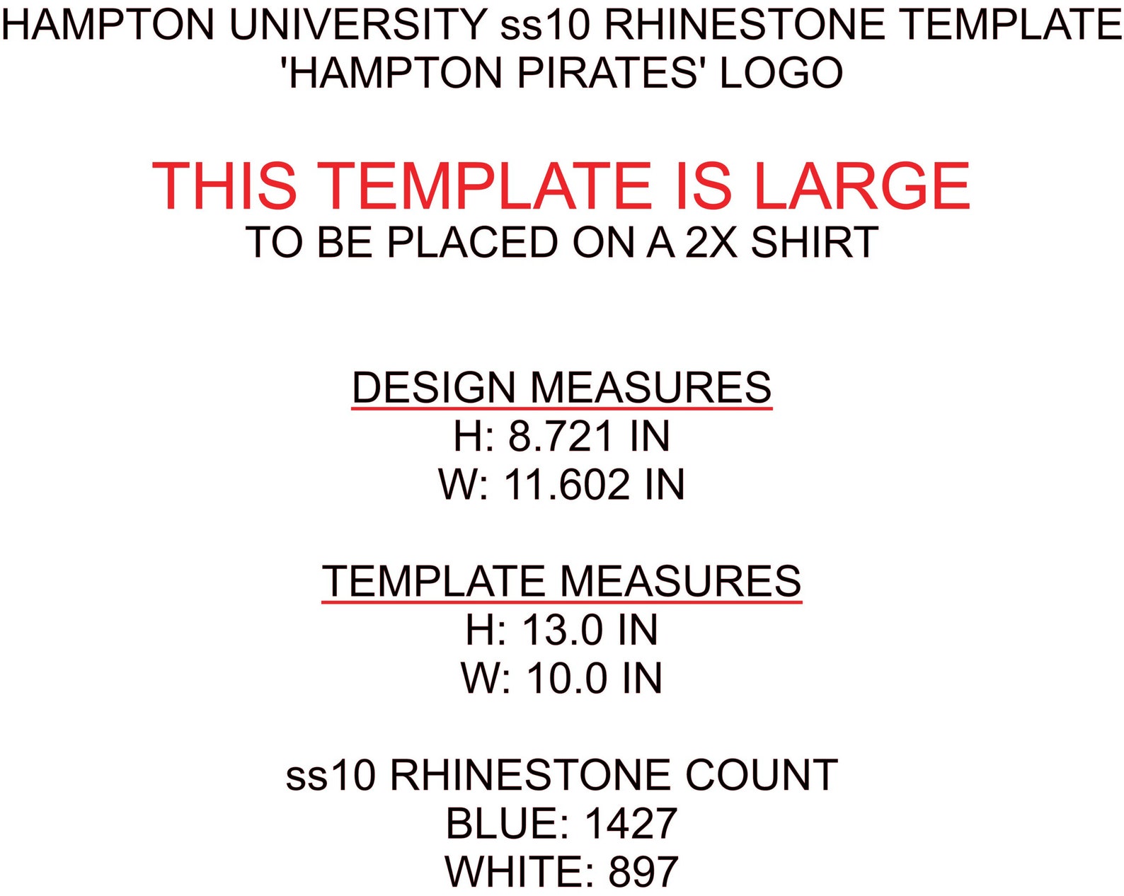 Hampton University 'pirates' Rhinestone Template 11.6 Etsy