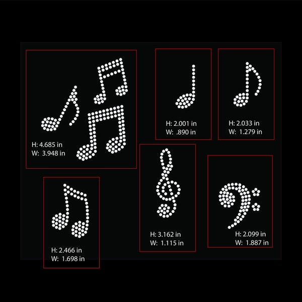 Musical Notes ss10 Rhinestone Template (DIGITAL DOWNLOAD)
