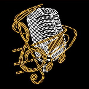 Microfoon en muziek (ss10) Strass sjabloon DIGITALE DOWNLOAD
