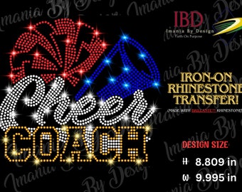 Sparkly CHEER COACH Iron-on Rhinestone Transfer