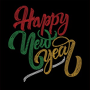 Bonne année - Modèle avec strass 4 couleurs (ss10) TÉLÉCHARGEMENT NUMÉRIQUE