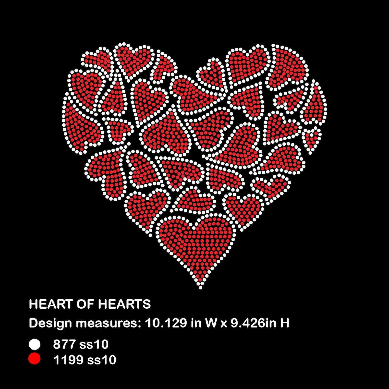 Heart of Hearts Rhinestone Template Ss10 SVG Etsy