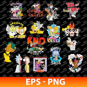 Pack Cartoons vol1 Editable Designs in EPS and PNG / Cartoon T-Shirt Designs / Print on Demand / Sublimation / DTF