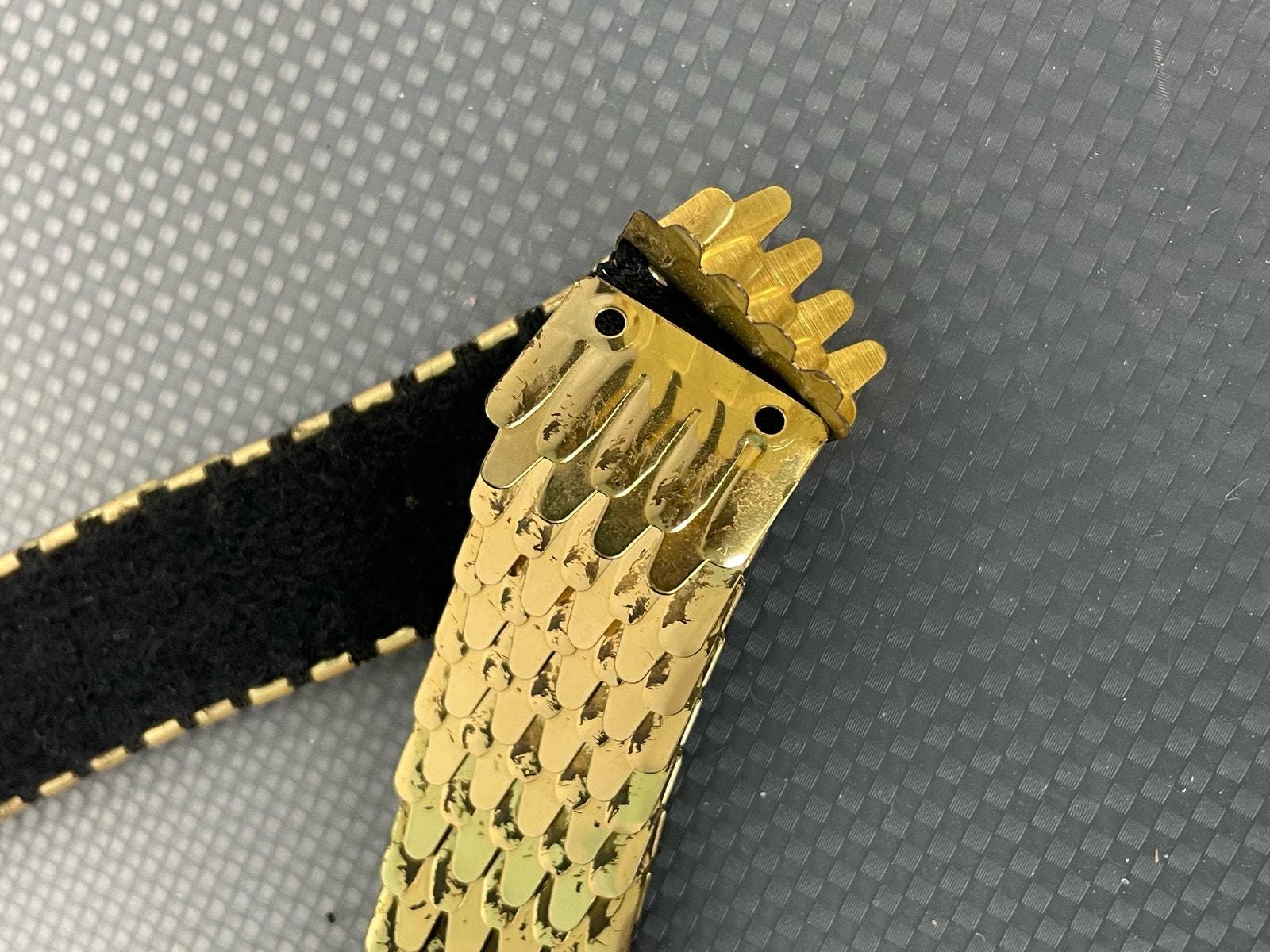 Vintage 70s Gold Metal Fish Scale Stretch Belt Disco Size Medium/Large Vintage 70s Gold Metal Fish Scale Stretch Belt Disco Size  main image 3