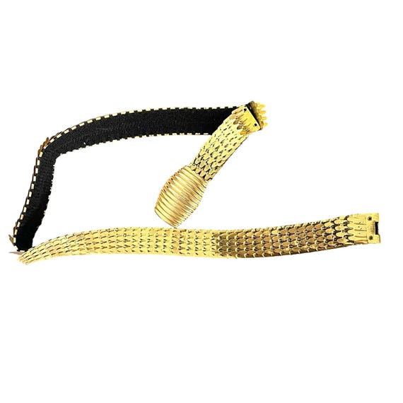 Vintage Gold Belt Fish Scale Metal Stretch 1970s Disco Queen Glamour Elastic Vintage 70 main image 2