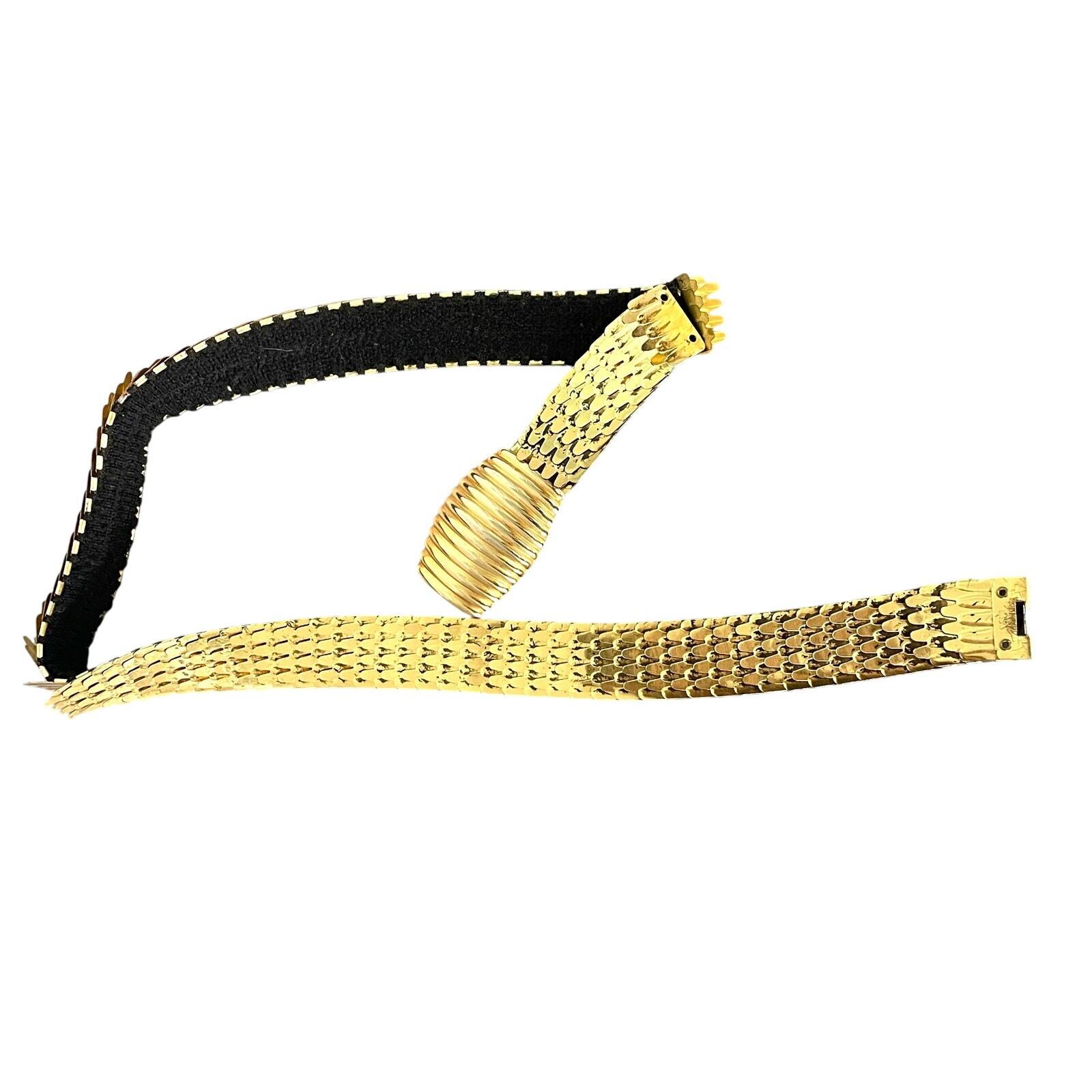 Vintage 70s Gold Metal Fish Scale Stretch Belt Disco Size Medium/Large Vintage 70s Gold Metal Fish Scale Stretch Belt Disco Size  main image 4