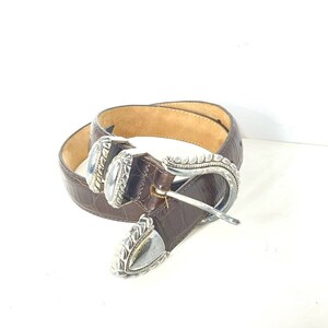 Vintage Brighton Brown Croc Embossed Leather Belt Small - Etsy display picture 3