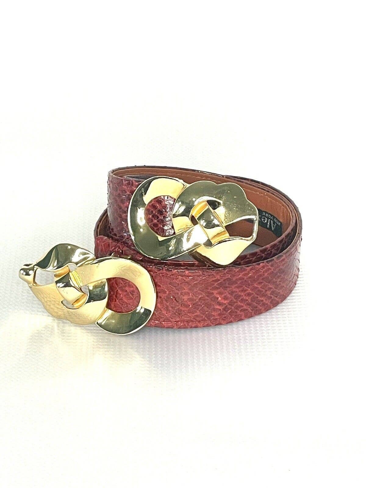 Adjustable Vintage ALEXIS KIRK 80s Red Reptile Gold Love  display picture 2