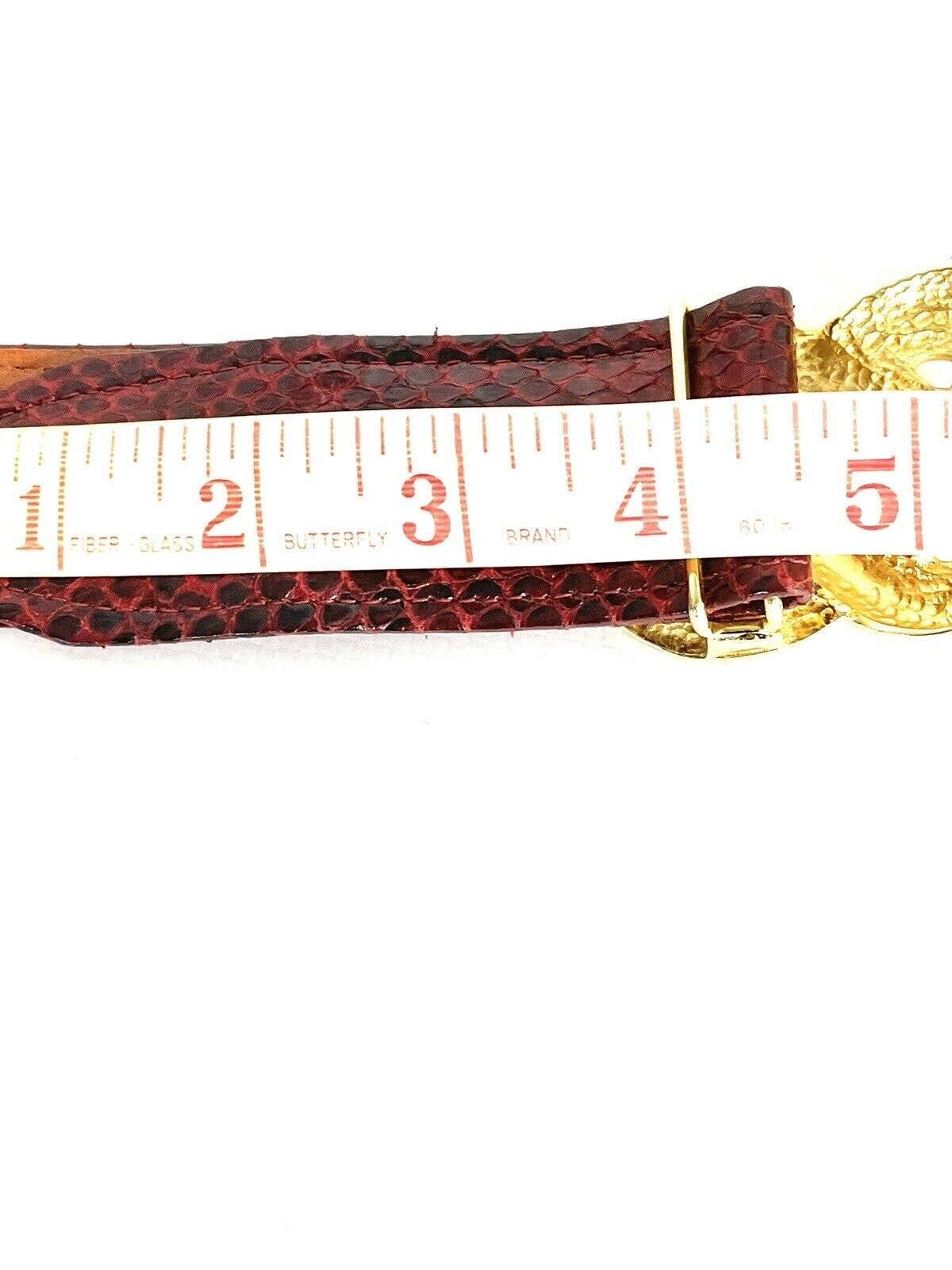 80s vtg Alexis Kirk • Red Karung Snake Statement Belt Adjustable Vintage ALEXIS KIRK 80s Red Reptile Gold Love  main image 3