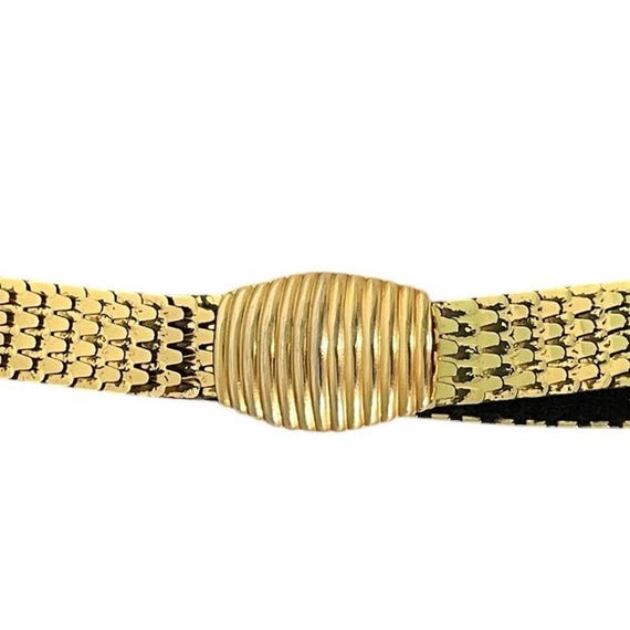 Vintage 70s Gold Metal Fish Scale Stretch Belt Disco Size  display picture 3