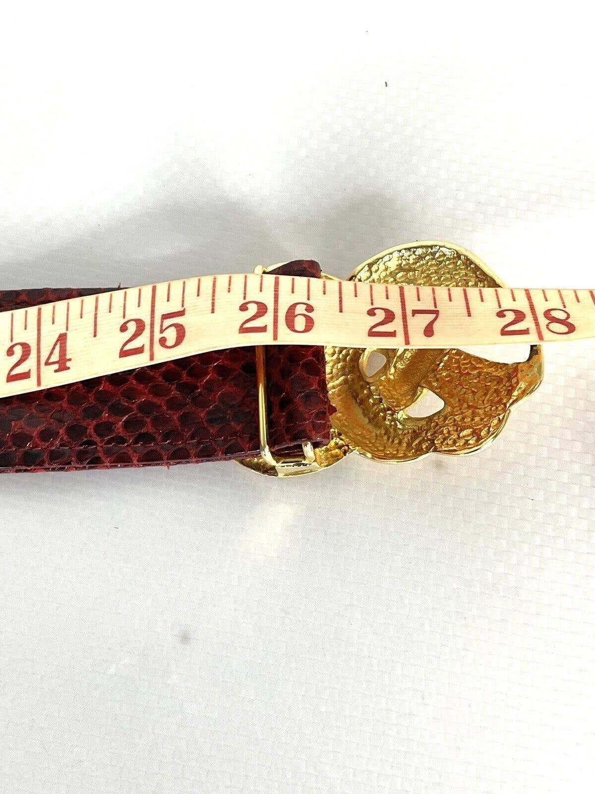 80s vtg Alexis Kirk • Red Karung Snake Statement Belt Adjustable Vintage ALEXIS KIRK 80s Red Reptile Gold Love  main image 3