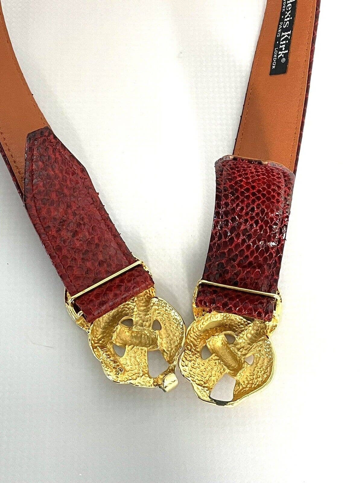 Adjustable Vintage ALEXIS KIRK 80s Red Reptile Gold Love 