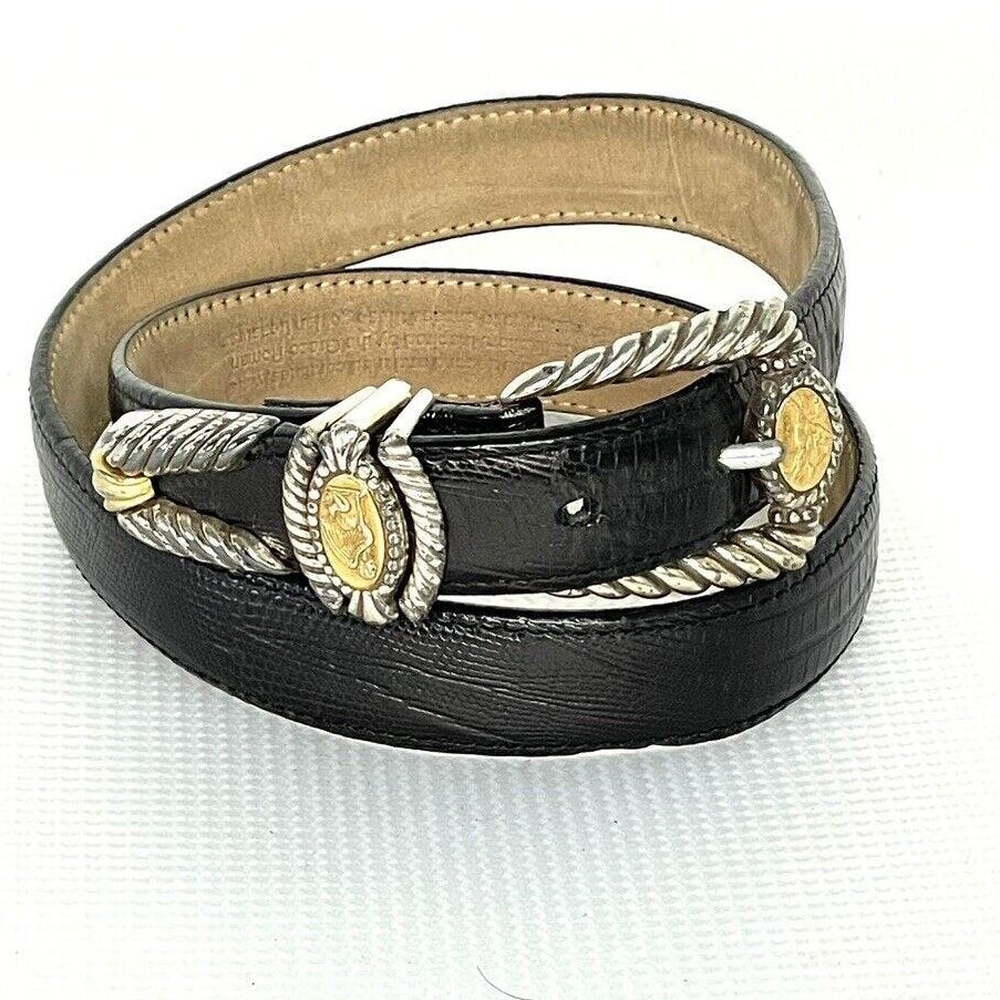 Brighton Genuine Leather Belt with Gold Buckle Detail #44707, Medium Brighton belt western 96707 large brown leather vtg | eBay main image 3